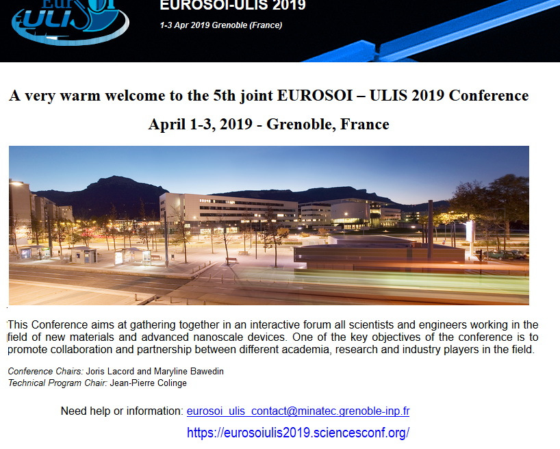 Conférence EUROSOI-ULIS 2019